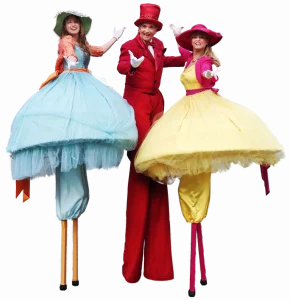 Bunte Begrüßer auf Stelzen von Williams Entertainment & Friends
